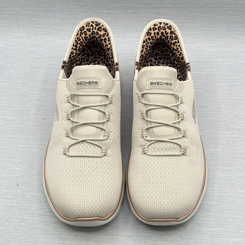 Skechers Slip Ins Women's 10 Summits Leopard Chic Natural Sneakers 150275 - Picture 3 of 12